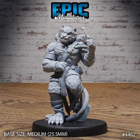 Tiger Folk Adventurer Miniature | 4462 - Tabletop RPG & D&D miniature. Perfect for wargaming & collectors