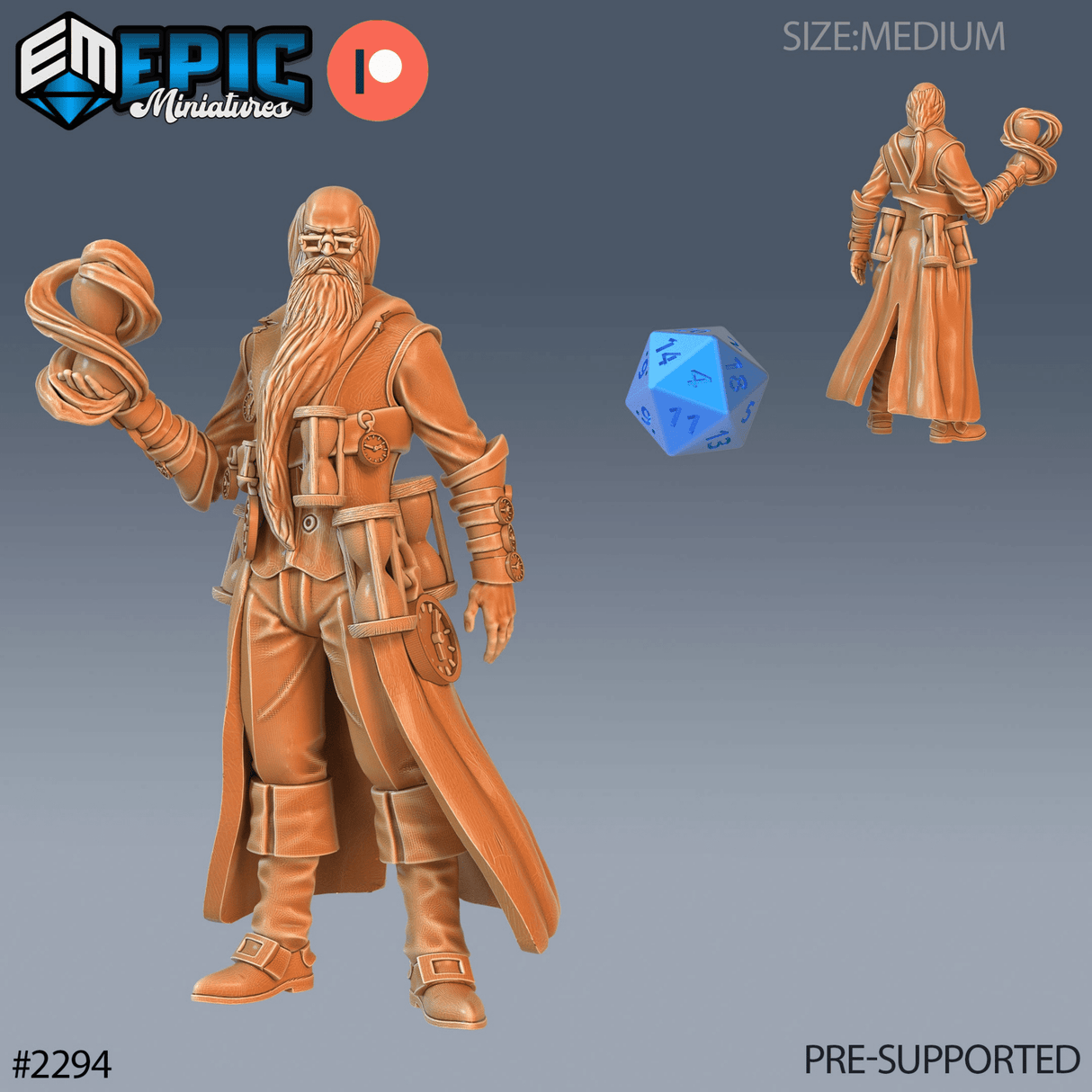 Time Wizard Miniature | A - Tabletop RPG & D&D miniature. Perfect for wargaming & collectors