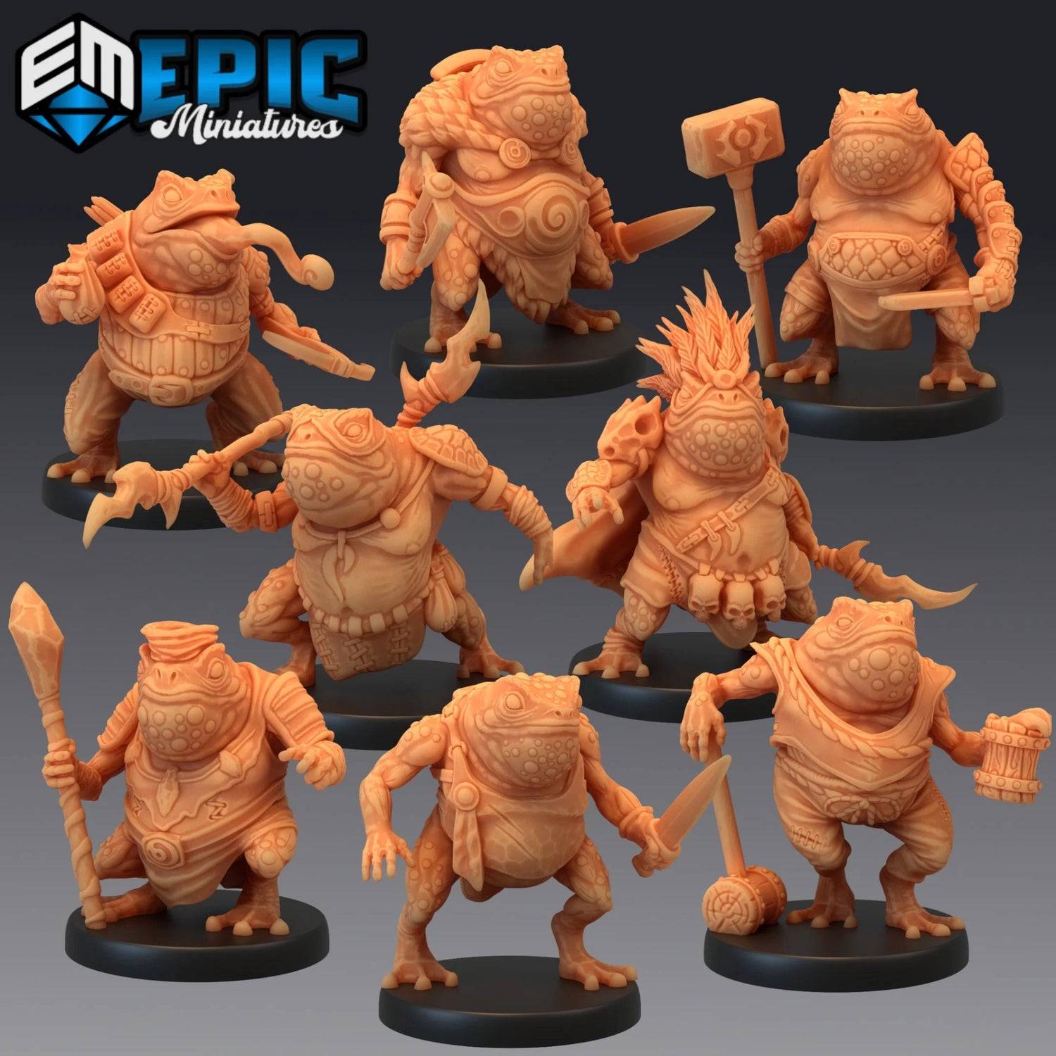 Toad Frog Miniature - Set of 8 - 28mm