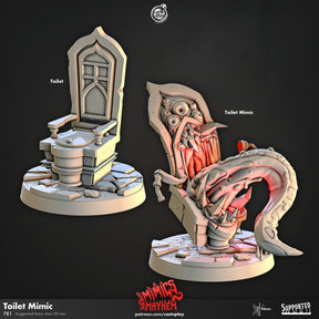 Toilet Mimic Miniature | Toilet - Tabletop RPG & D&D miniature. Perfect for wargaming & collectors
