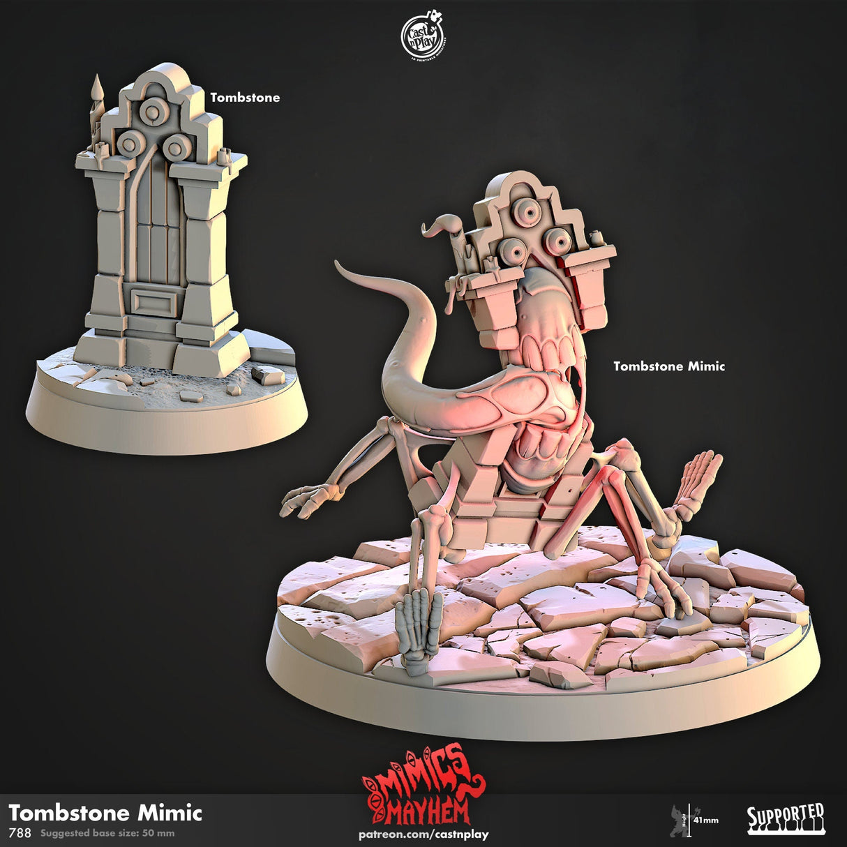 Tombstone Mimic Miniature | Tombstone - Tabletop RPG & D&D miniature. Perfect for wargaming & collectors