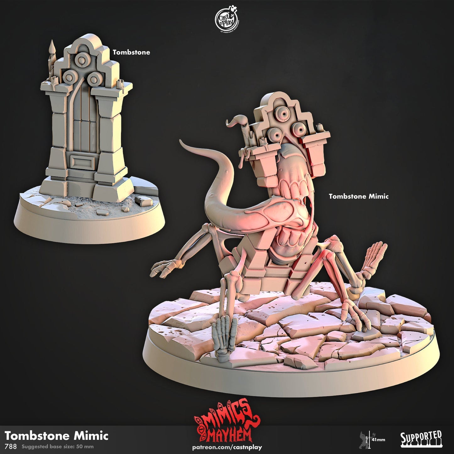 Tombstone Mimic Miniature - Tombstone - 32mm
