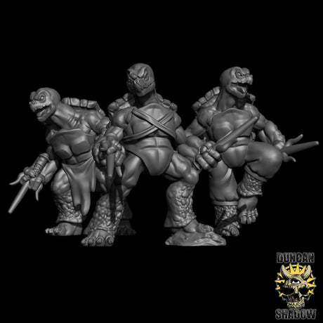 Tortles with Sai Miniature | Set of 3 - Tabletop RPG & D&D miniature. Perfect for wargaming & collectors