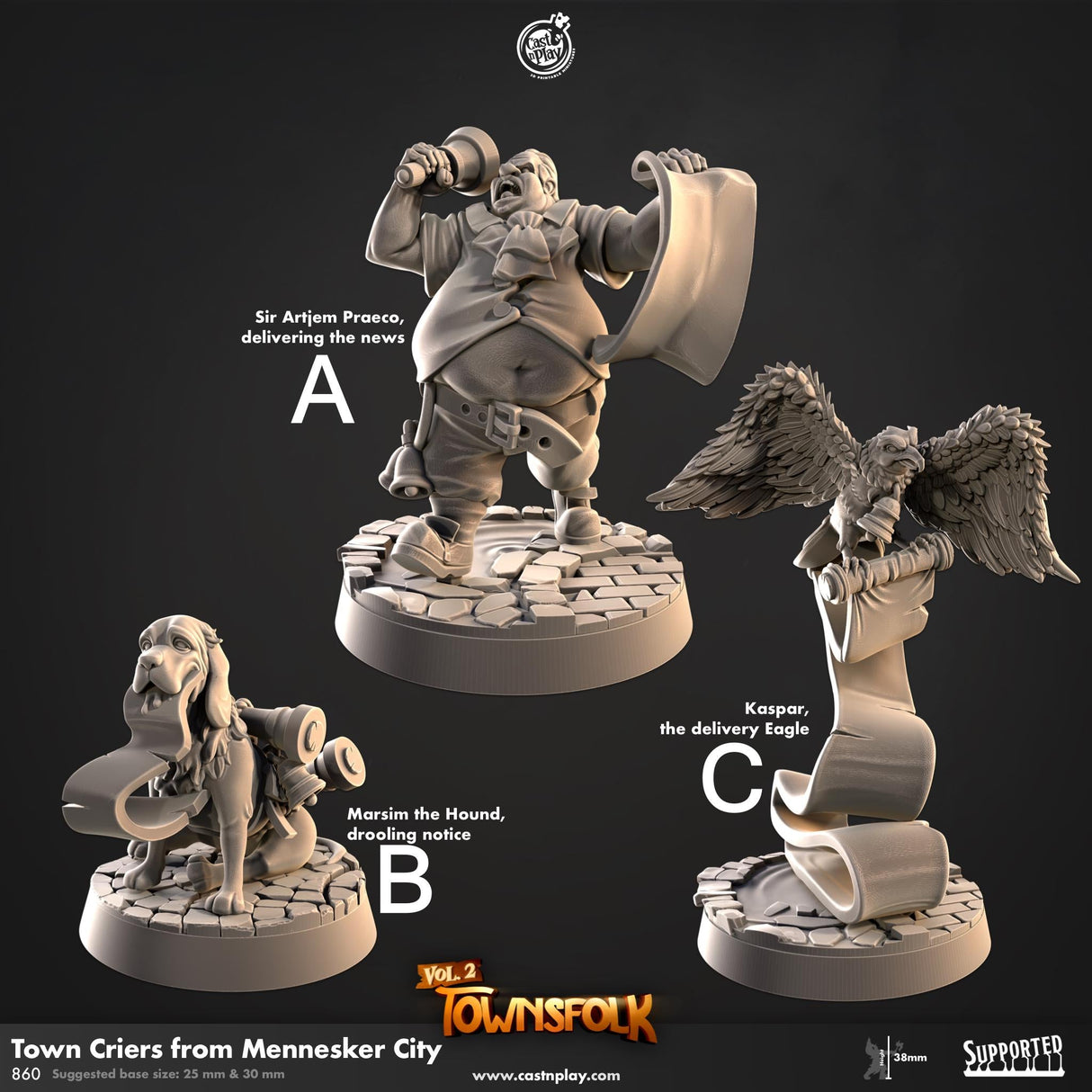 Town Criers Miniature | A - Tabletop RPG & D&D miniature. Perfect for wargaming & collectors