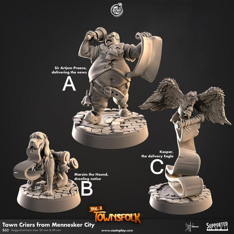 Town Criers Miniature | A - Tabletop RPG & D&D miniature. Perfect for wargaming & collectors