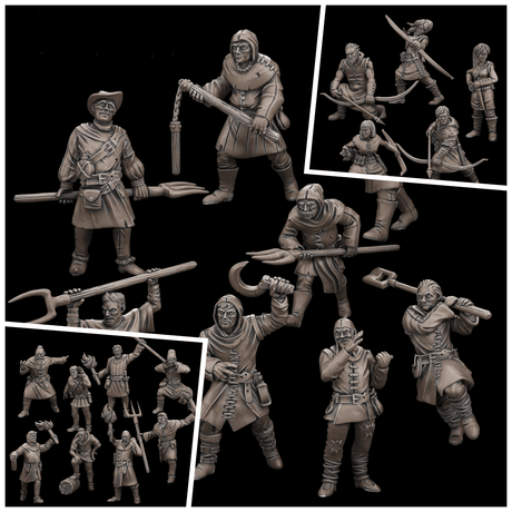 Town Folk Set 3 Miniature | 28mm - Tabletop RPG & D&D miniature. Perfect for wargaming & collectors