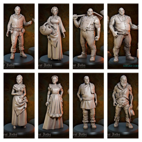 Town Folk Set 1 Miniature | Full Set All Models - Tabletop RPG & D&D miniature. Perfect for wargaming & collectors