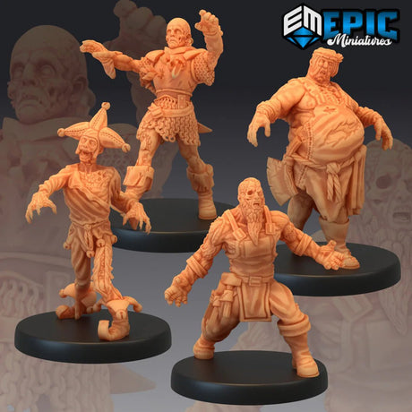 Town Folk Undead Miniature | Set of 4 - Tabletop RPG & D&D miniature. Perfect for wargaming & collectors