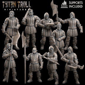 Town Guards Guard 4 Miniature | Set of 9 - Tabletop RPG & D&D miniature. Perfect for wargaming & collectors