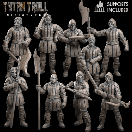 Town Guards Guard 4 Miniature | Set of 9 - Tabletop RPG & D&D miniature. Perfect for wargaming & collectors