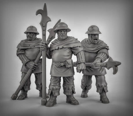 Town Militia Miniature | Set of 3 - Tabletop RPG & D&D miniature. Perfect for wargaming & collectors