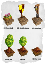 Town Tiles Garden & Street Detail Pack (MT2 019 to MT2 024) | Set of 6 - Tabletop RPG & D&D miniature. Perfect for wargaming & collectors