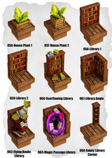 Town Tiles Magical Library (MT2 056 to MT2 064) | Set of 9 - Tabletop RPG & D&D miniature. Perfect for wargaming & collectors