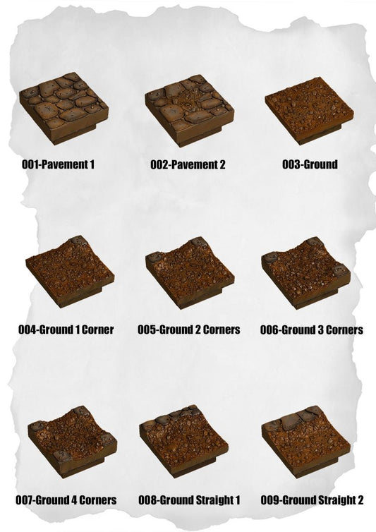 Town Tiles Pavement & Ground Basics (MT1 001 to MT1 009) - Set of 9 - 