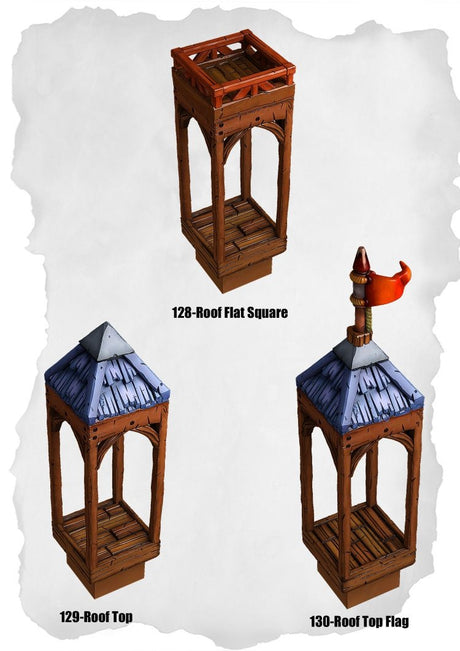 Town Tiles Roof Top Pack (MT1 128 to MT1 130) | Set of 3 - Tabletop RPG & D&D miniature. Perfect for wargaming & collectors
