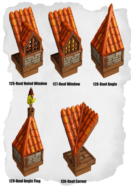 Town Tiles Rooftop Feature Pack (MT2 126 to MT2 130) | Set of 5 - Tabletop RPG & D&D miniature. Perfect for wargaming & collectors