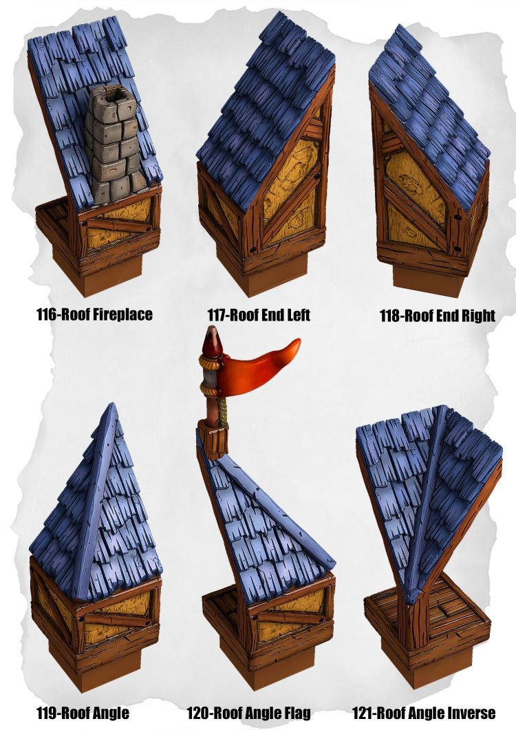 Town Tiles Rooftop Features Pack (MT1 116 to MT1 121) | Set of 6 - Tabletop RPG & D&D miniature. Perfect for wargaming & collectors