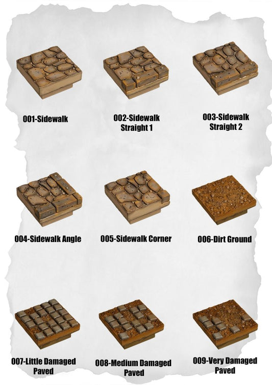 Town Tiles Sidewalk & Ground Pack (MT2 001 to MT2 009) - Set of 9 - 