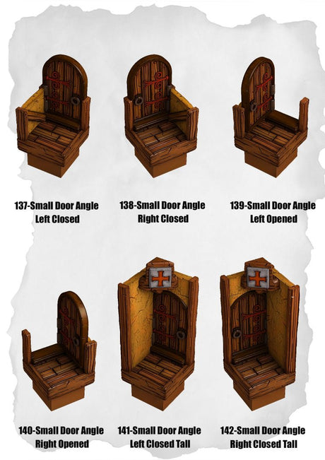 Town Tiles Small Door Angle Pack (MT1 137 to MT1 142) | Set of 6 - Tabletop RPG & D&D miniature. Perfect for wargaming & collectors
