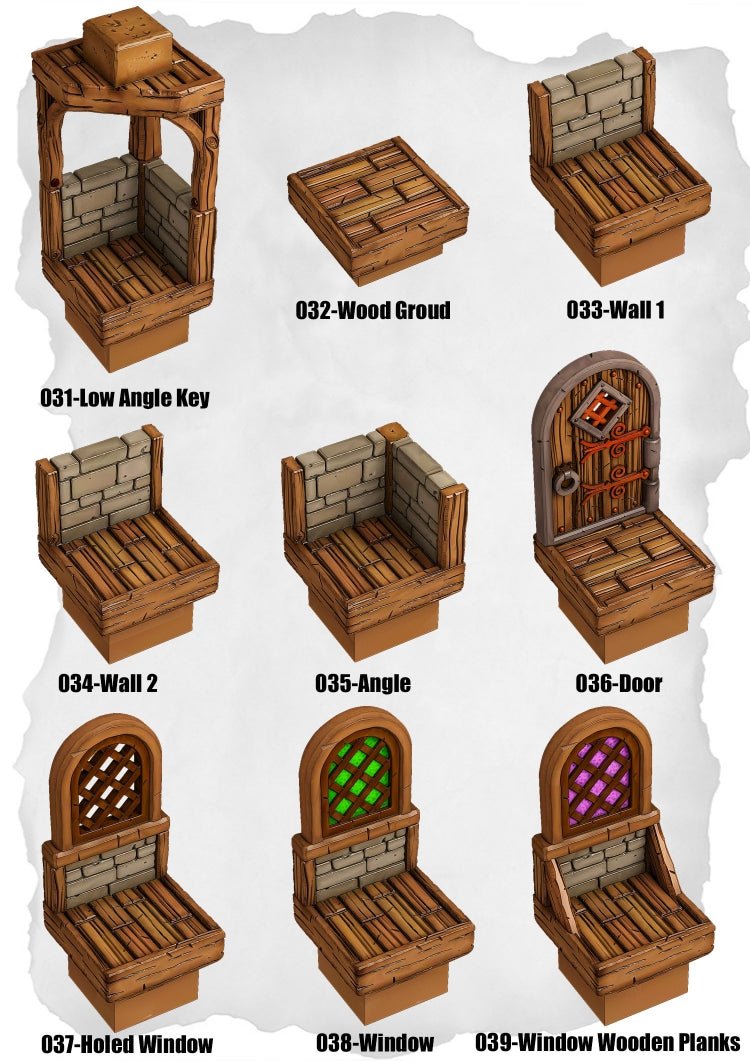 Town Tiles Structural Add On Pack (MT2 031 to MT2 039) | Set of 9 - Tabletop RPG & D&D miniature. Perfect for wargaming & collectors