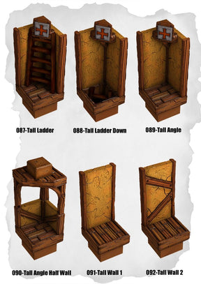 Town Tiles Tall Ladders & Walls Pack (MT1 087 to MT1 092) | Set of 6 - Tabletop RPG & D&D miniature. Perfect for wargaming & collectors