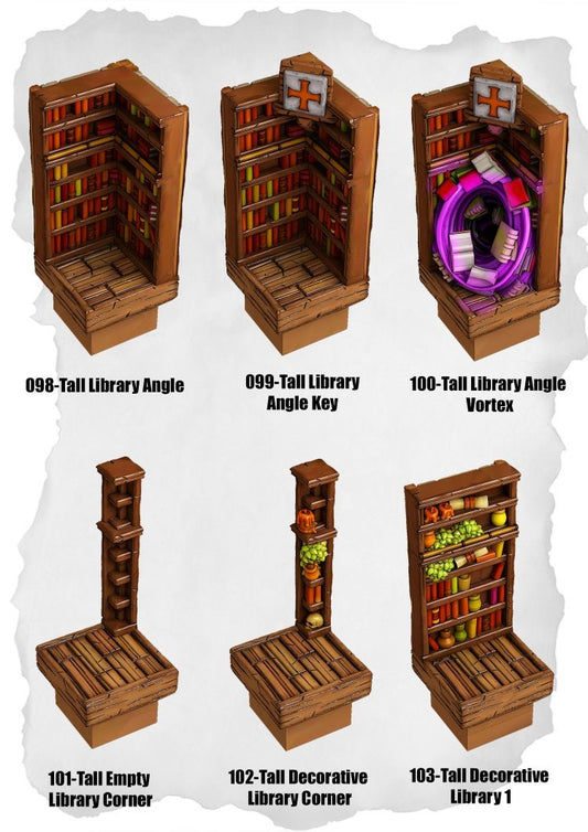 Town Tiles Tall Library Extensions Pack (MT2 098 to MT2 103) - Set of 6 - 