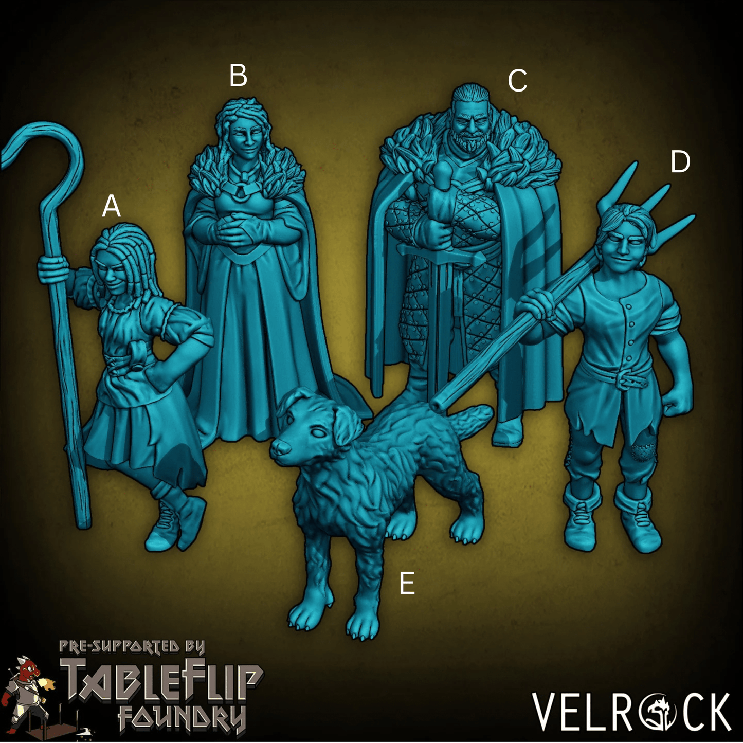 Townfolk Farmer set Miniature - Set of 5 - 32mm