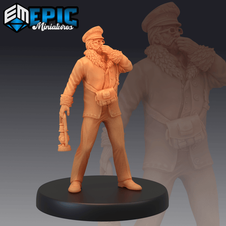 Train Conductor Miniature | B - Tabletop RPG & D&D miniature. Perfect for wargaming & collectors