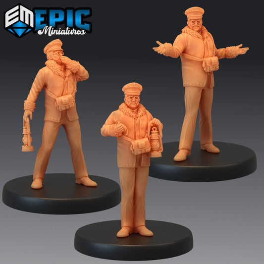 Train Conductor Miniature - Set of 3 - 28mm