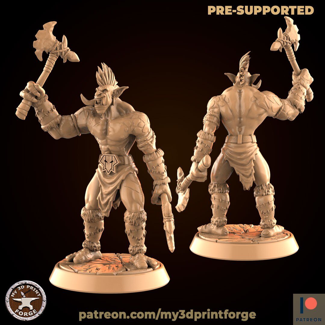 Troll Set 4 Miniature | F - Tabletop RPG & D&D miniature. Perfect for wargaming & collectors