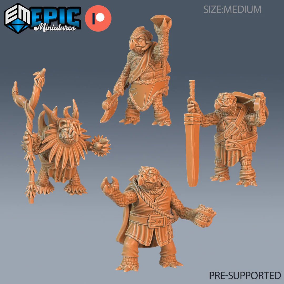 Turtle Folk Mini Set 2 Miniature | Set of 4 - Tabletop RPG & D&D miniature. Perfect for wargaming & collectors