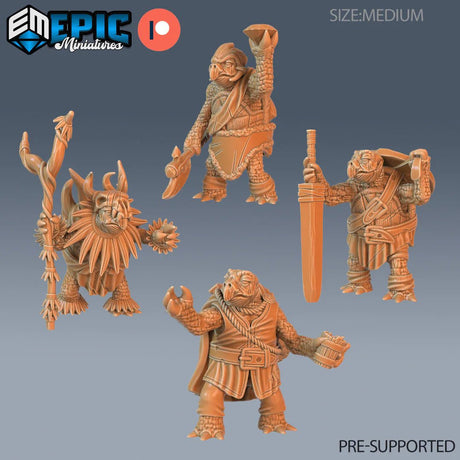 Turtle Folk Mini Set 2 Miniature | Set of 4 - Tabletop RPG & D&D miniature. Perfect for wargaming & collectors