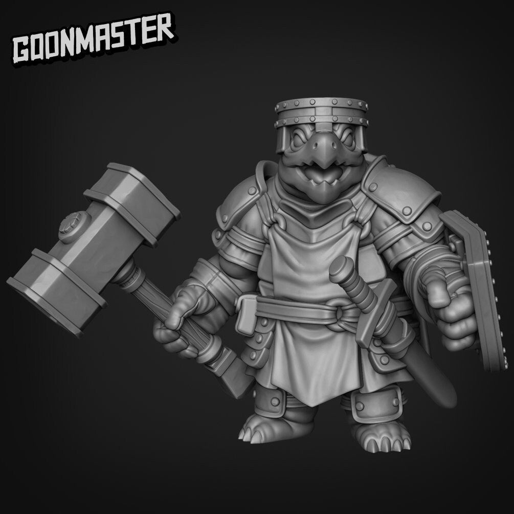 Turtle Folk Paladin Set 4 Miniature | A - Tabletop RPG & D&D miniature. Perfect for wargaming & collectors