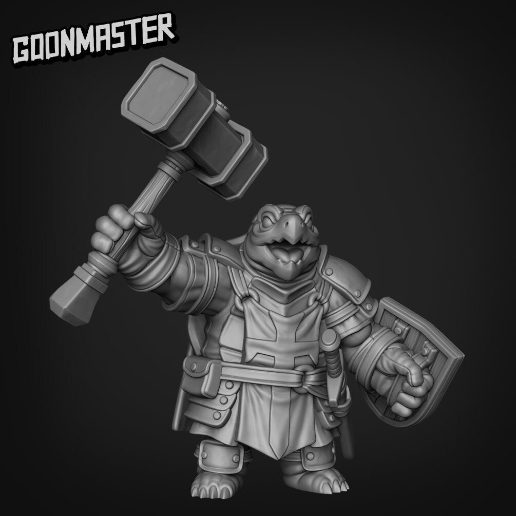 Turtle Folk Paladin Miniature - B - 28mm