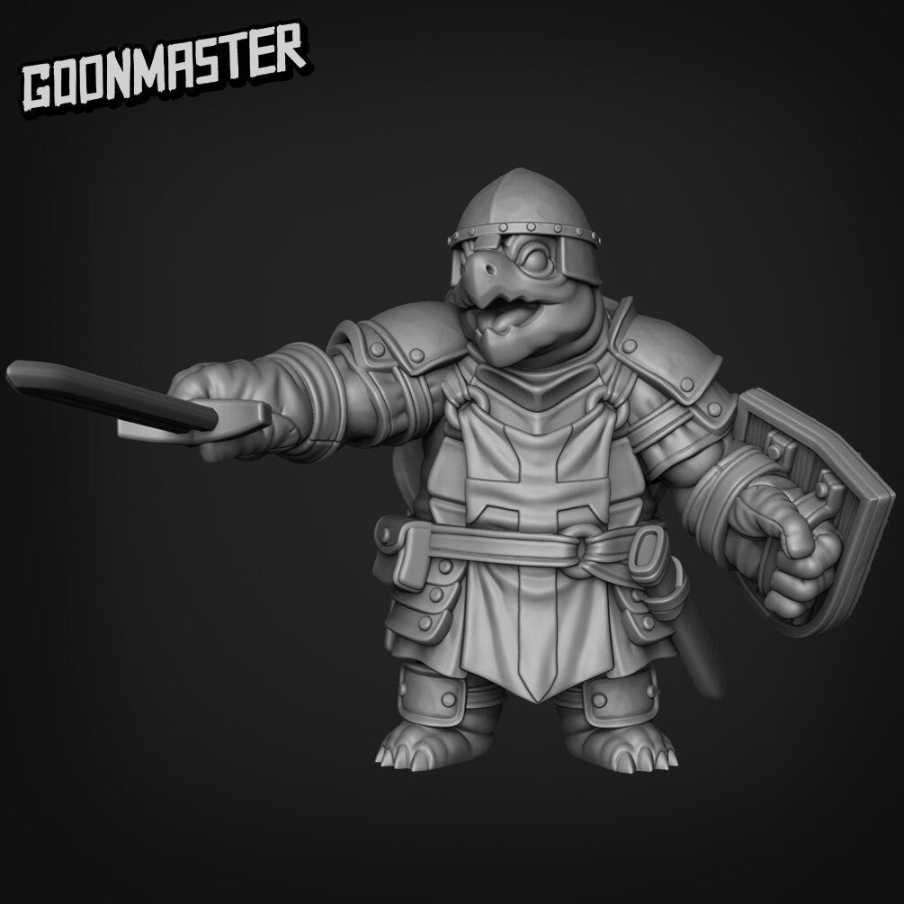 Turtle Folk Paladin Miniature - B - 28mm