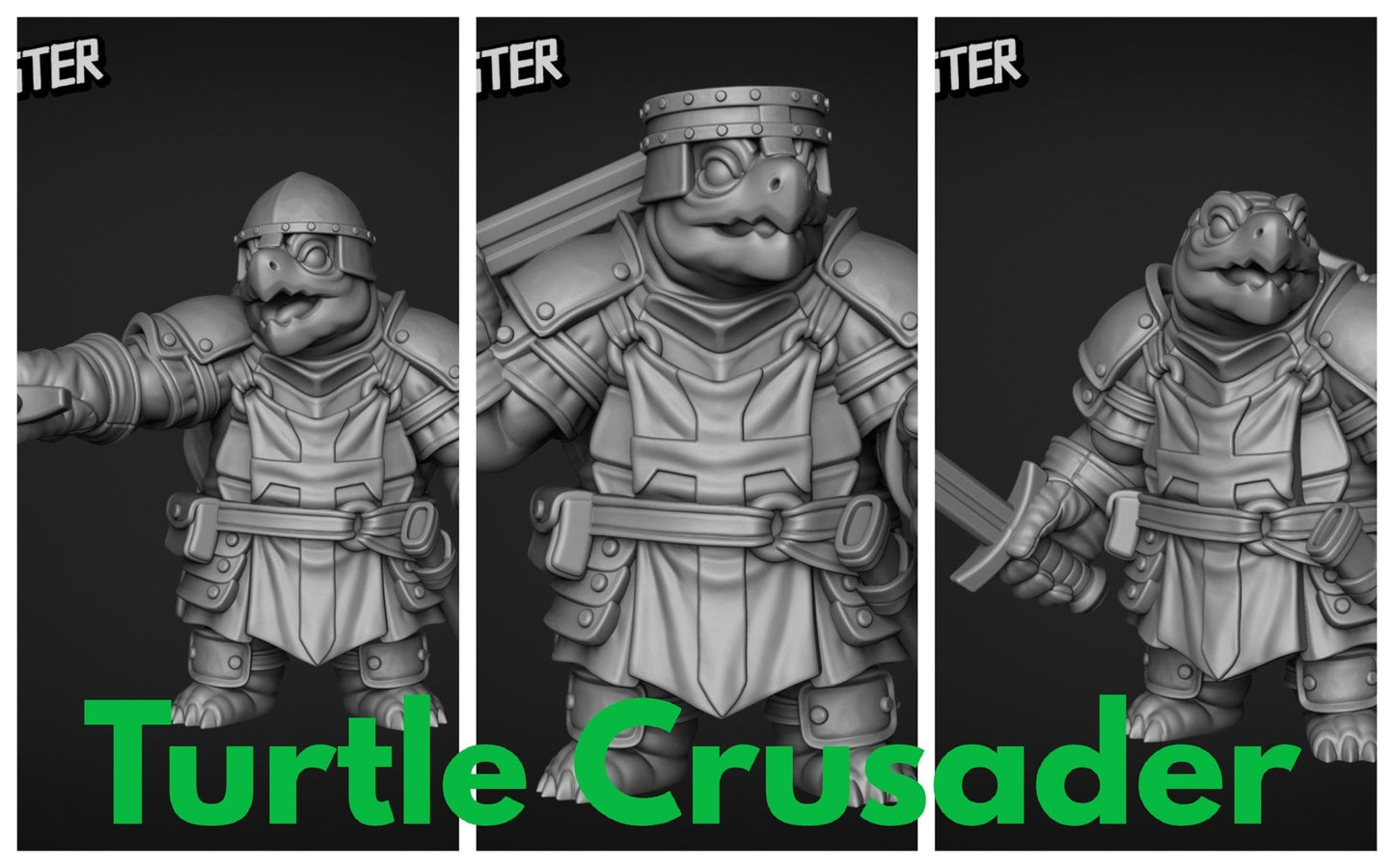 Turtle Folk Paladin Miniature - Set of 3 - 28mm