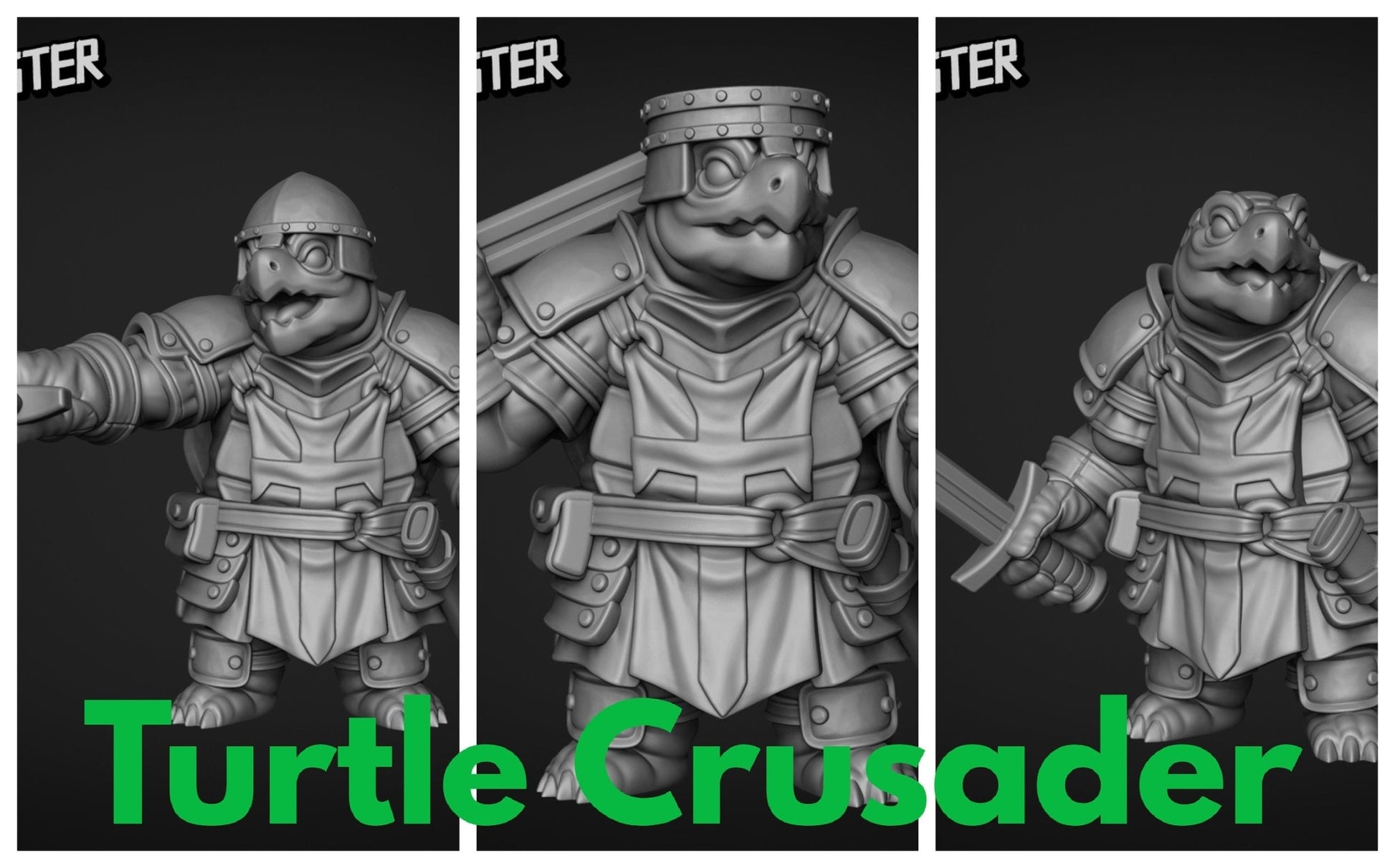 Turtle Folk Paladin Miniature - Set of 3 - 28mm