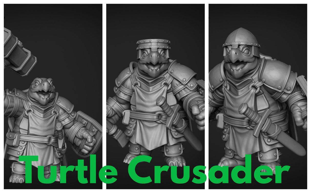 Turtle Folk Paladin Set 4 Miniature | Set of 3 - Tabletop RPG & D&D miniature. Perfect for wargaming & collectors