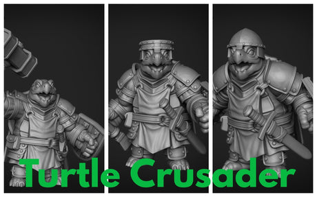 Turtle Folk Paladin Set 4 Miniature | Set of 3 - Tabletop RPG & D&D miniature. Perfect for wargaming & collectors