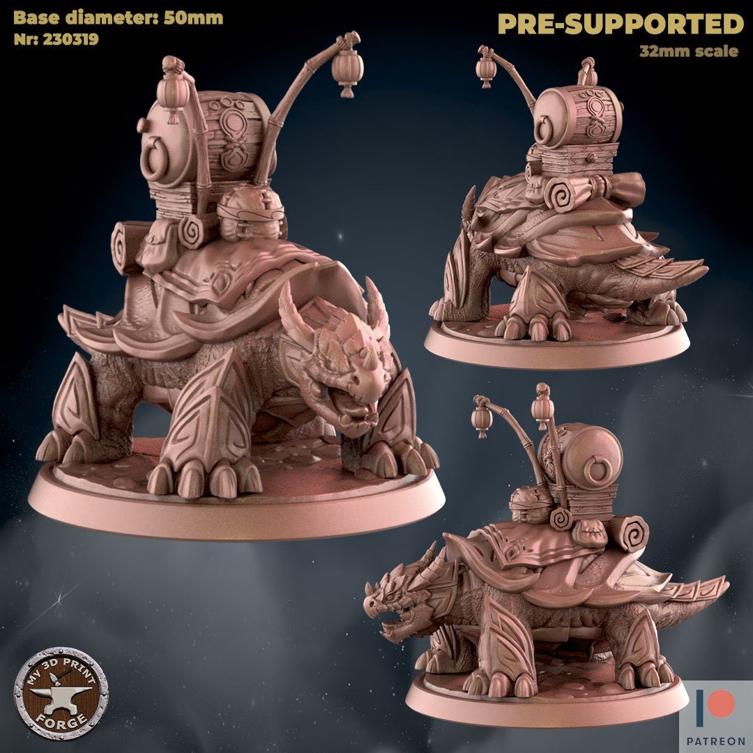 Turtle Mount Miniature | top - Tabletop RPG & D&D miniature. Perfect for wargaming & collectors