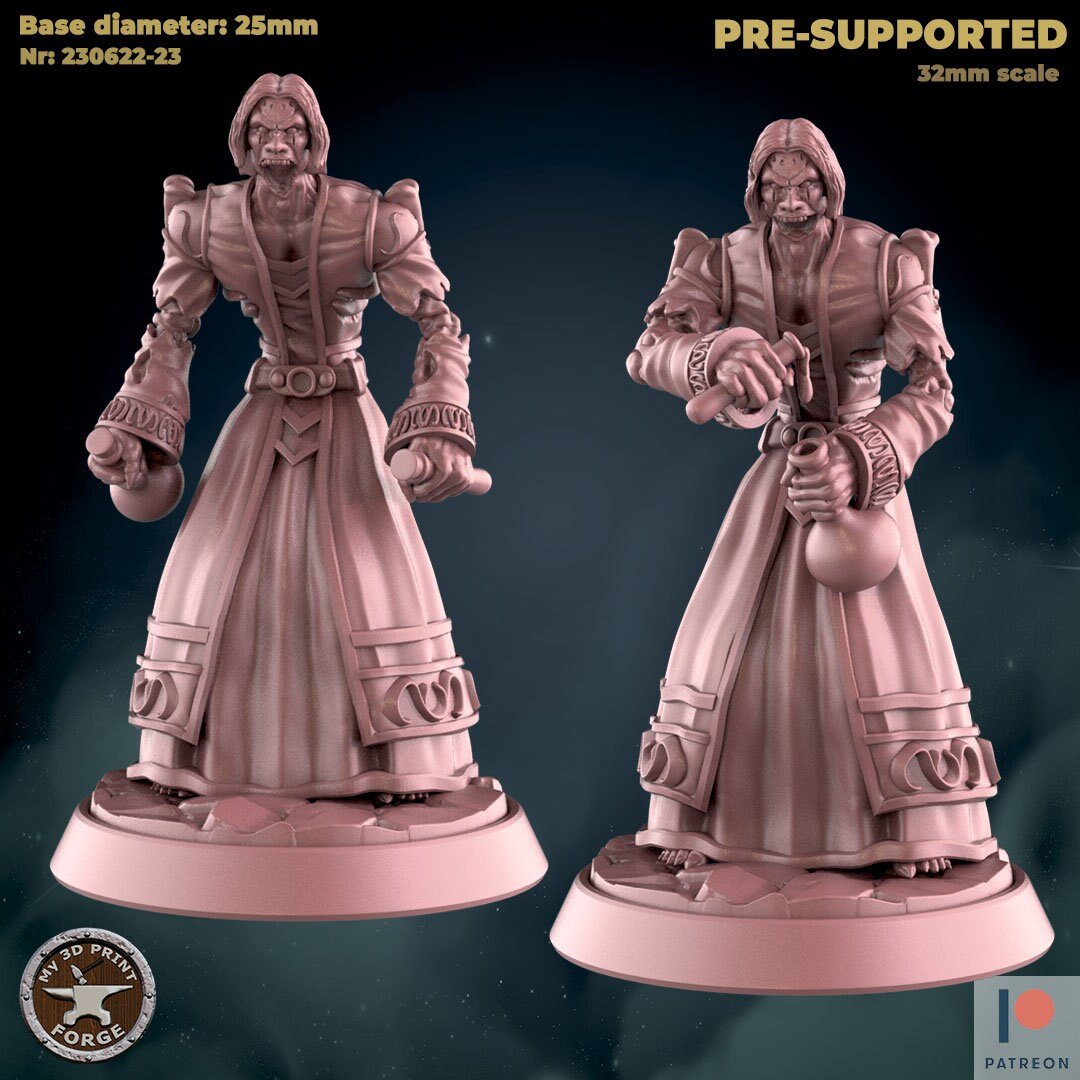 Undead Alchemist Miniature | Set of 2 - Tabletop RPG & D&D miniature. Perfect for wargaming & collectors