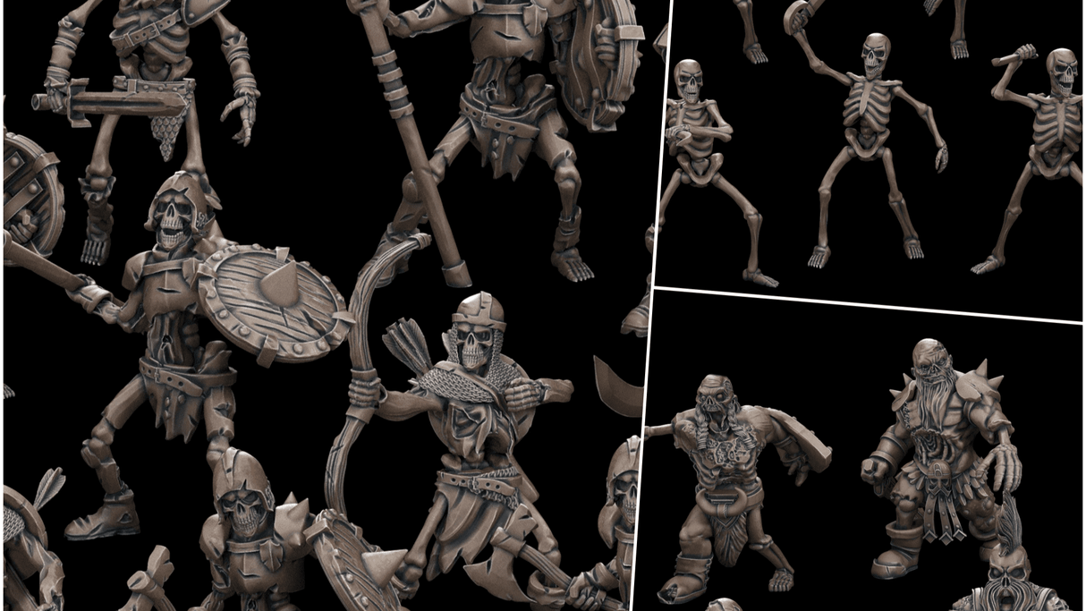 Undead Army Skeleton Miniature | Full Set All Models - Tabletop RPG & D&D miniature. Perfect for wargaming & collectors