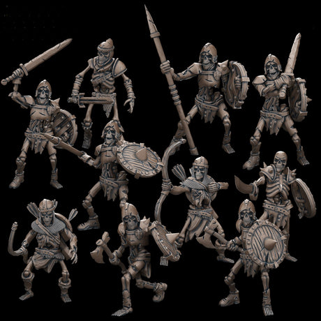 Undead Army Skeleton Miniature | Full Set All Models - Tabletop RPG & D&D miniature. Perfect for wargaming & collectors