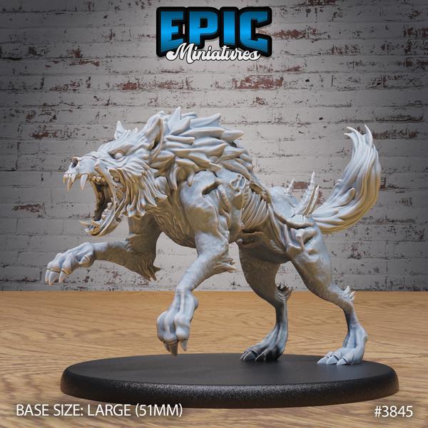 Undead Dire Wolf Miniature | 3845 - Tabletop RPG & D&D miniature. Perfect for wargaming & collectors