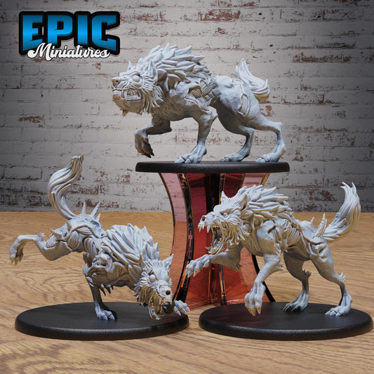 Undead Dire Wolf Miniature - Full Set All Models - 28mm