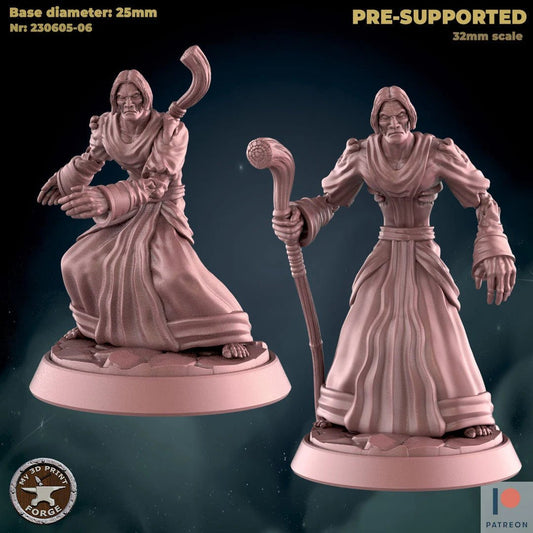 Undead Mage Miniature - Set of 2 - 28mm