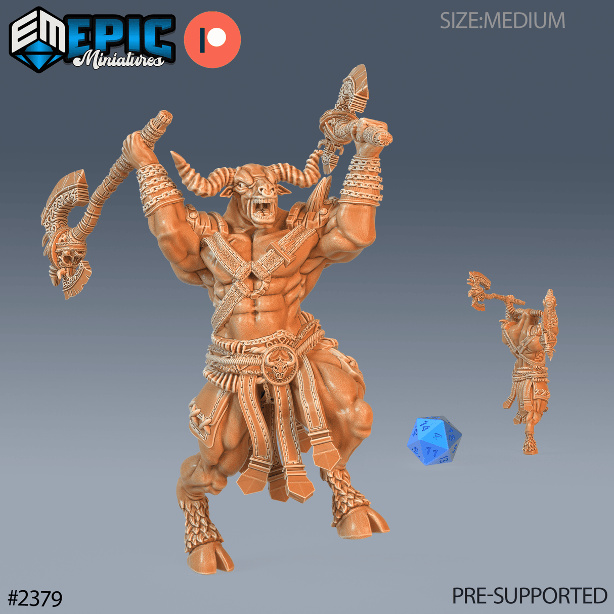 Undead Minotuar Set 2 Miniature | A - Tabletop RPG & D&D miniature. Perfect for wargaming & collectors