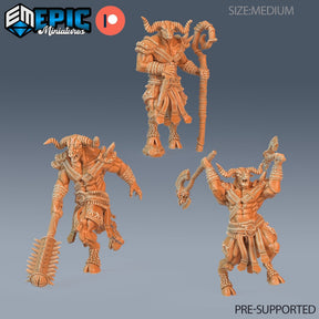 Undead Minotuar Set 2 Miniature | Set of 3 - Tabletop RPG & D&D miniature. Perfect for wargaming & collectors