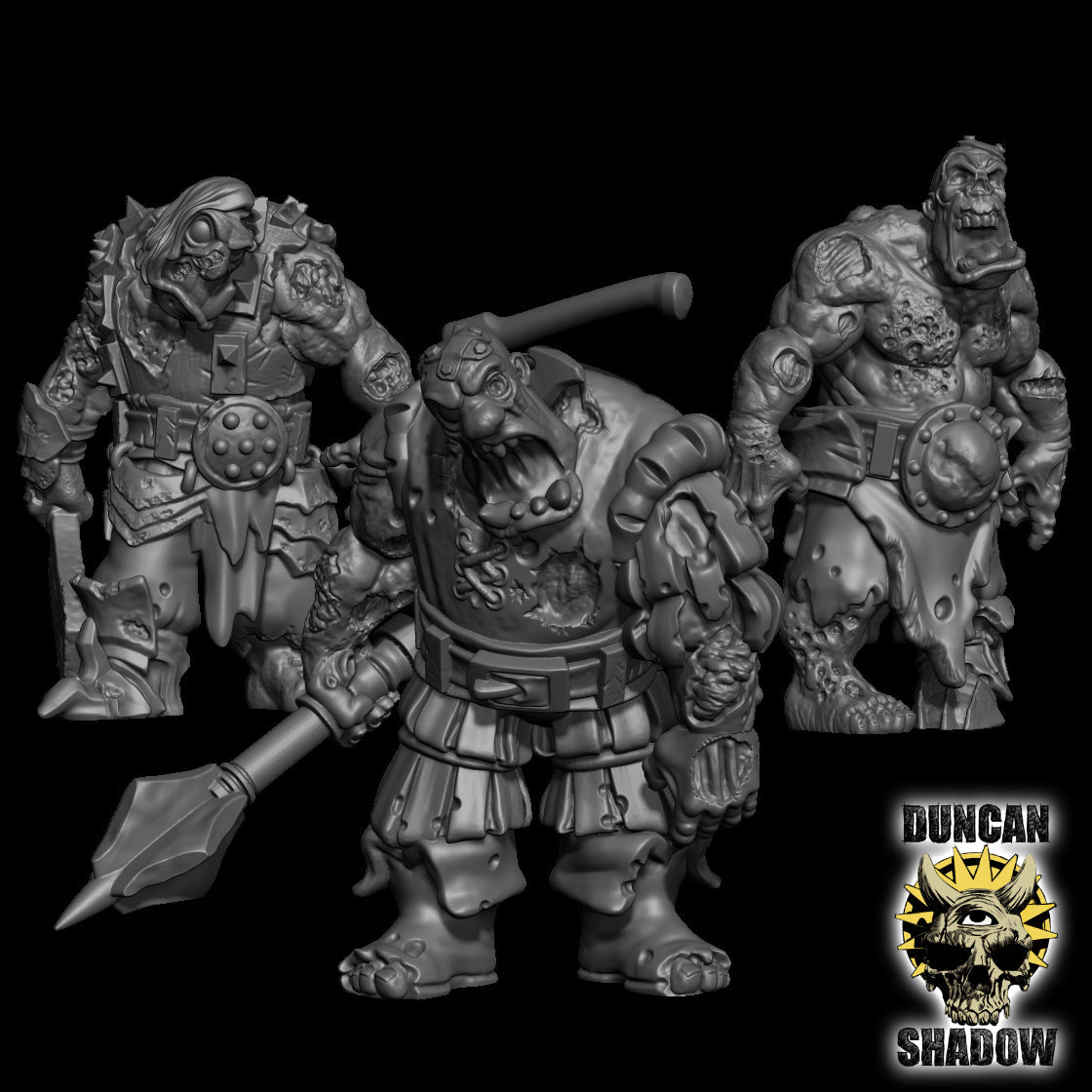 Undead Ogres Miniature | Set of 3 - Tabletop RPG & D&D miniature. Perfect for wargaming & collectors