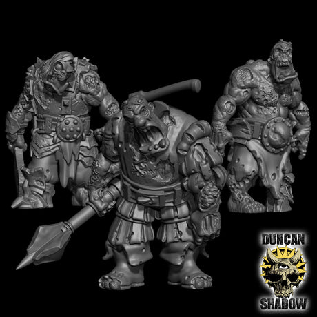 Undead Ogres Miniature | Set of 3 - Tabletop RPG & D&D miniature. Perfect for wargaming & collectors